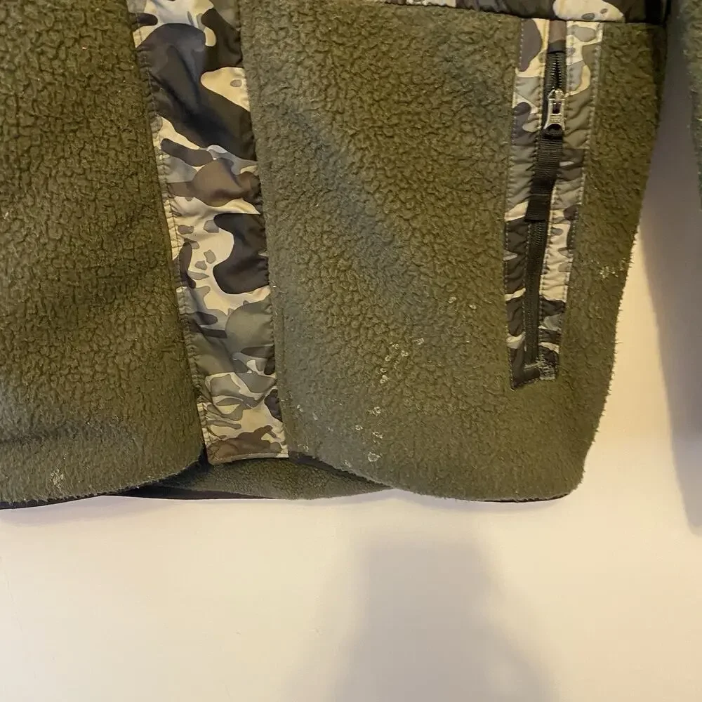 North Face Sherpa Jacket Teen Boy XL 14/16 Camo SnapButton Outdoor Fleece Hoodie